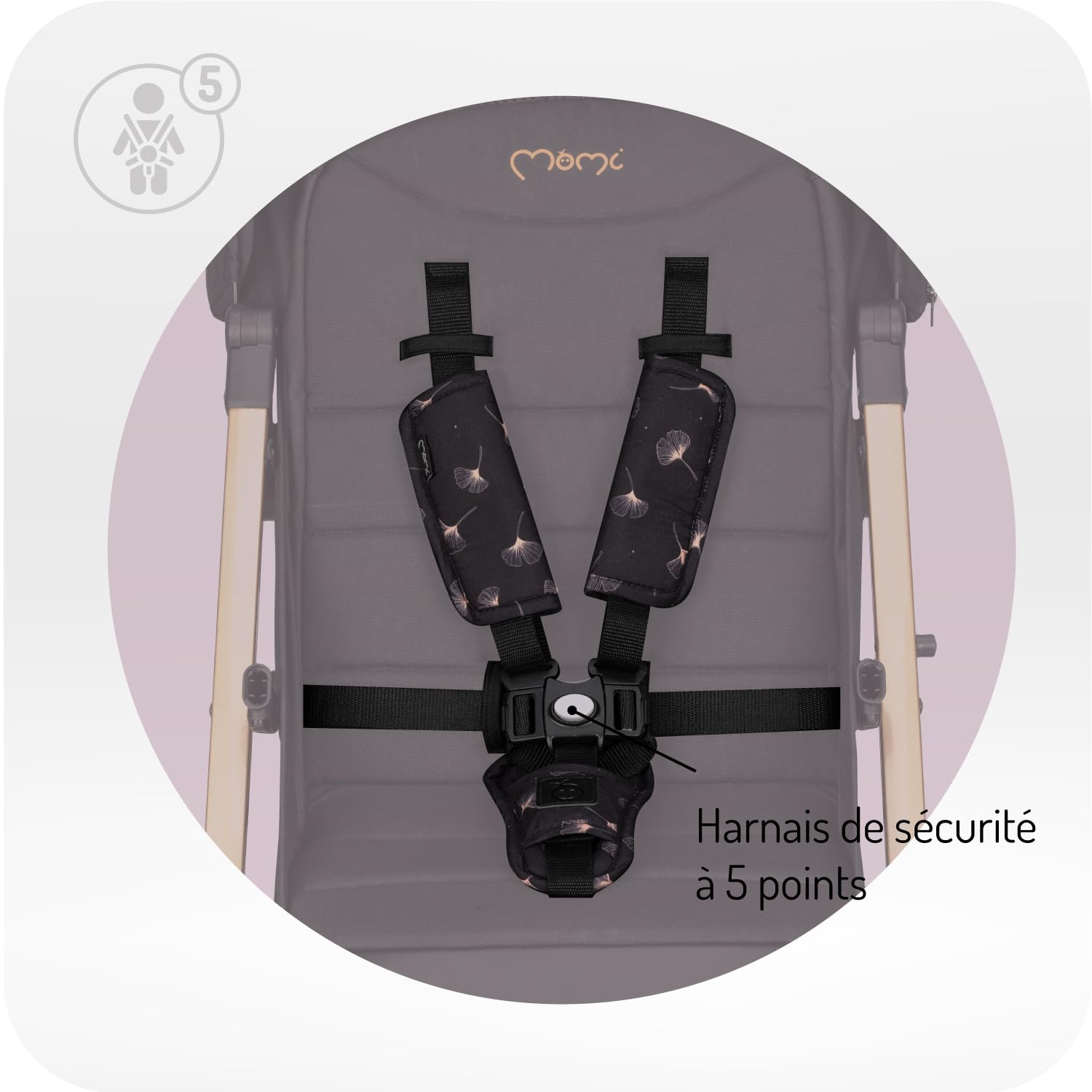 Poussette MoMi ESTELLE DAKAR à partir de 6 mois (jusqu'à 22 kg), poussette pliante avec harnais de sécurité 5 points, panier de courses avec fonction de dépliage, poignée télescopique de traction