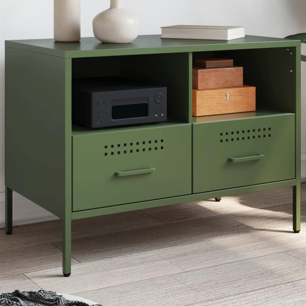 Meuble TV moderne vert 68x39x50,5 cm suspendu pour salon contemporain Slish