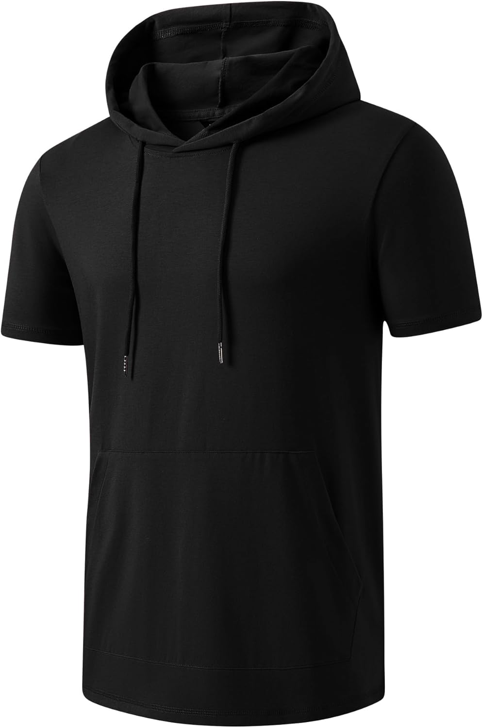 JMIERR Mens Short Sleeve Hoodie Cotton Hooded T-shirts Lightweight Solid Sweatshirts with Pocket - Image 7