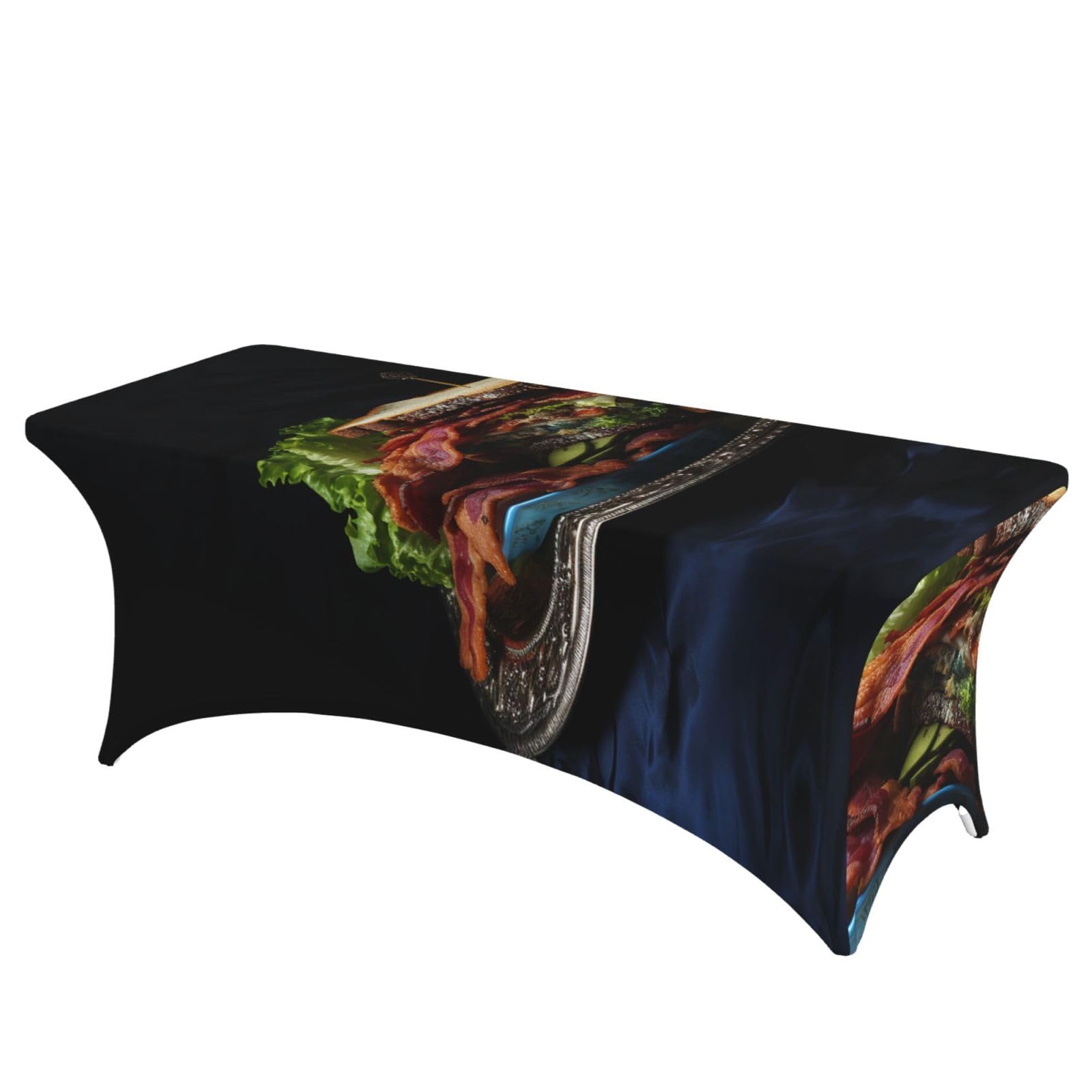 QMKFWT Sandwich Decorative Tablecloth Protector for Wedding, Banquet & Parties6FT Spandex Rectangle Tablecloths, Stretch Washable Table Cloth Wrinkle Free Patio Table Cover