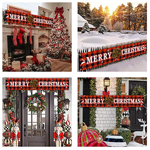 Merry Christmas Banner Christmas Eve Signs Huge Banner Decorations Giant Happy New Years Supplies Fence Yard Sign Outdoor Decorations Photo Backdrop 6 Feet