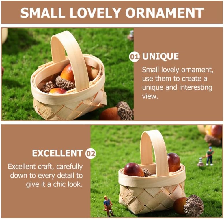 Gadpiparty 36pcs Mini Baskets Party Favor, Mini Woven Baskets With Handles, 4.72 Inch Small Tiny Wooden Candy for Weddings Holidays Easter Party Decor and Kids Crafts