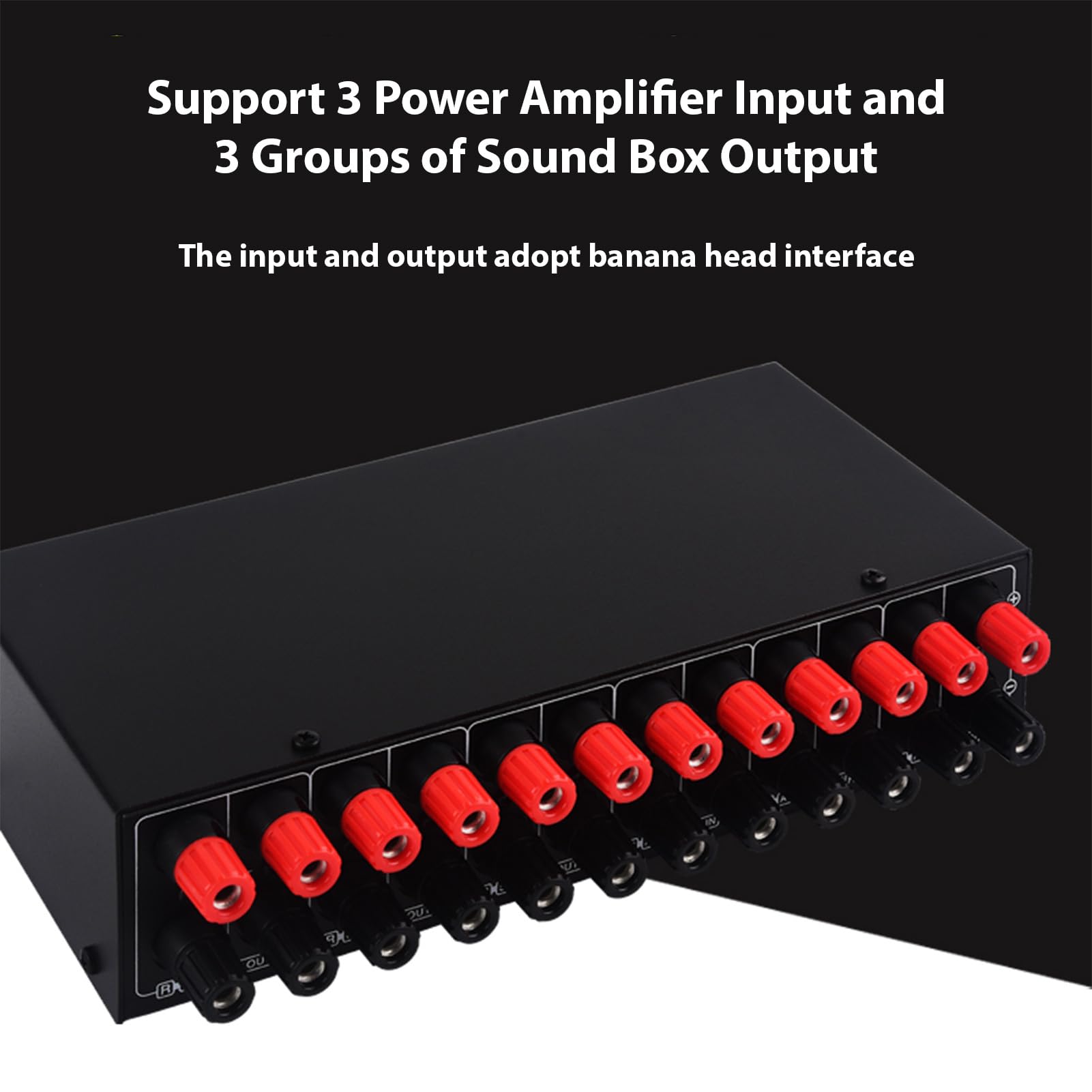 Switch Selettore Altoparlanti Amplificatore a 3 Vie, Scatola Splitter a 2, Switcher Altoparlante AB per L'audio di Stereo Home con USB, SD, FM, 3 Uscita 3, Plug e Play, Display
