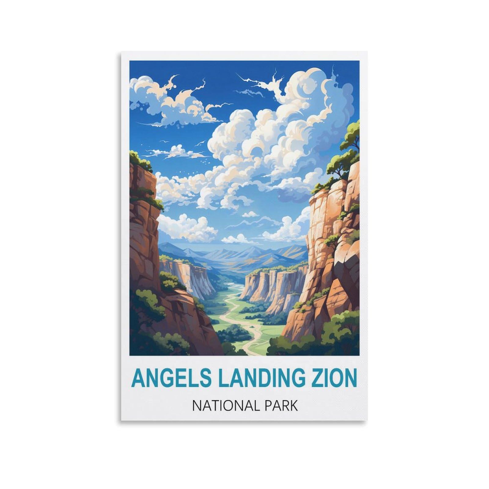 Metal Tin Sign,Angels Landing Zion National Parks,Decoration for Home Wall Art Kitchen Bar Pub Room Farm Garage Vintage Retro Poster Plaque 30x40cm
