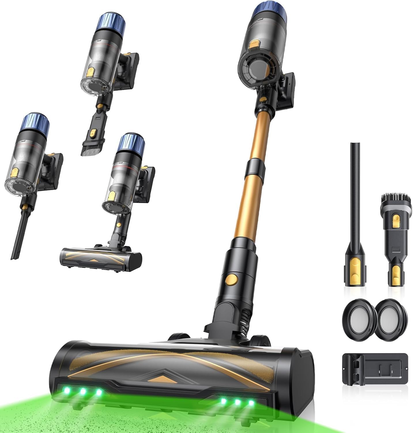 Proscenic P15 Aspiradora sin Cable 55kPa/70Mins, Aspiradora Escoba Vertical Potente con Pantalla Táctile LED, Antienredo y Modo Automático para Suelos/Alfombras/Pelo de Animales