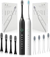 Vista 1 de SENWEN Paquete de 2 cepillos de dientes eléctricos recargables para adultos y niños, cepillo de dientes blanqueador con 8 cabezales de cepillo, BW
