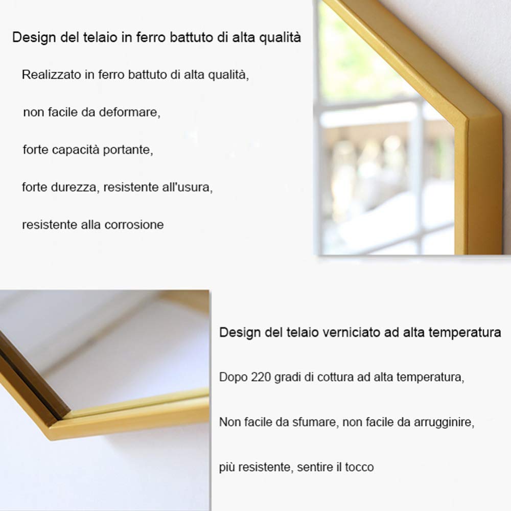 XINYU Espejo De Maquillaje Minimalista Hexagonal De Hierro Forjado Xquisito Espejo De Maquillaje para El Hogar De Belleza Montado En La Pared Adecuado para Cualquier Estilo De Hogar Moderno,Black