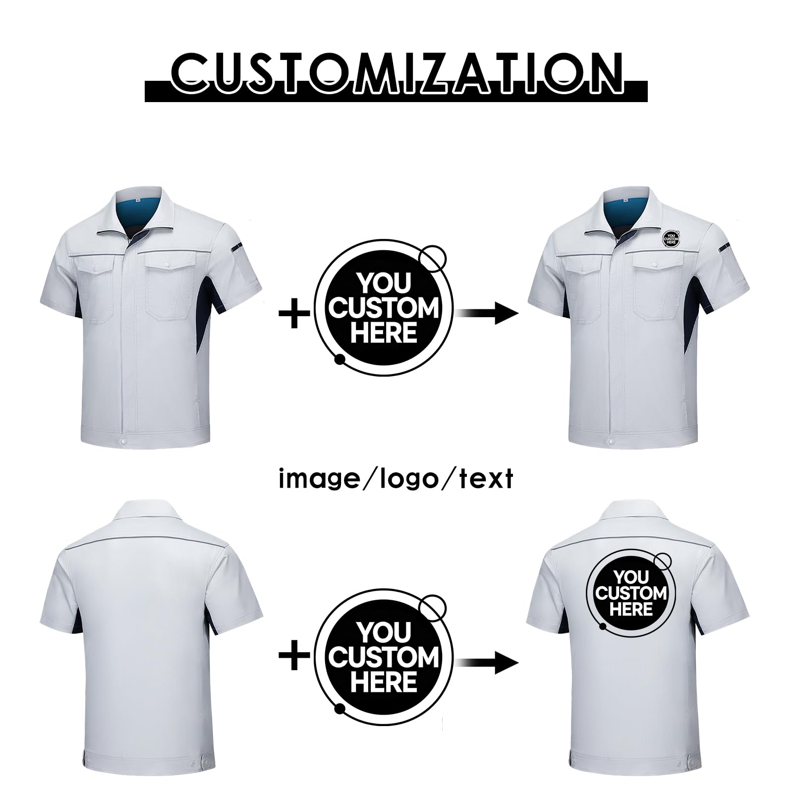 Camicia da lavoro a maniche corte da uomo, ad alta visibilità, riflettente, di sicurezza, uniforme con logo personalizzato