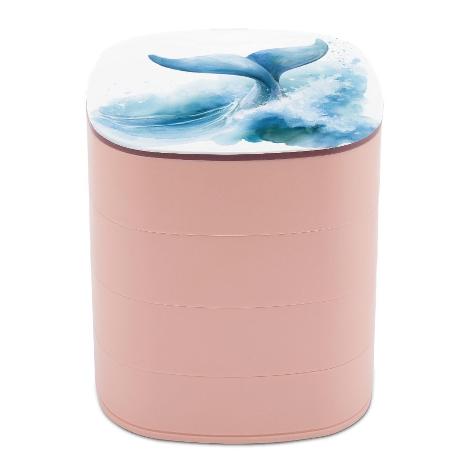 Jubonexis Watercolor A Whale Tail Soft Blue Wave Jewelry Boxes for Women, Earring Holder Organizer Rotating Jewelry Organizer for Necklaces Bracelets Ring
