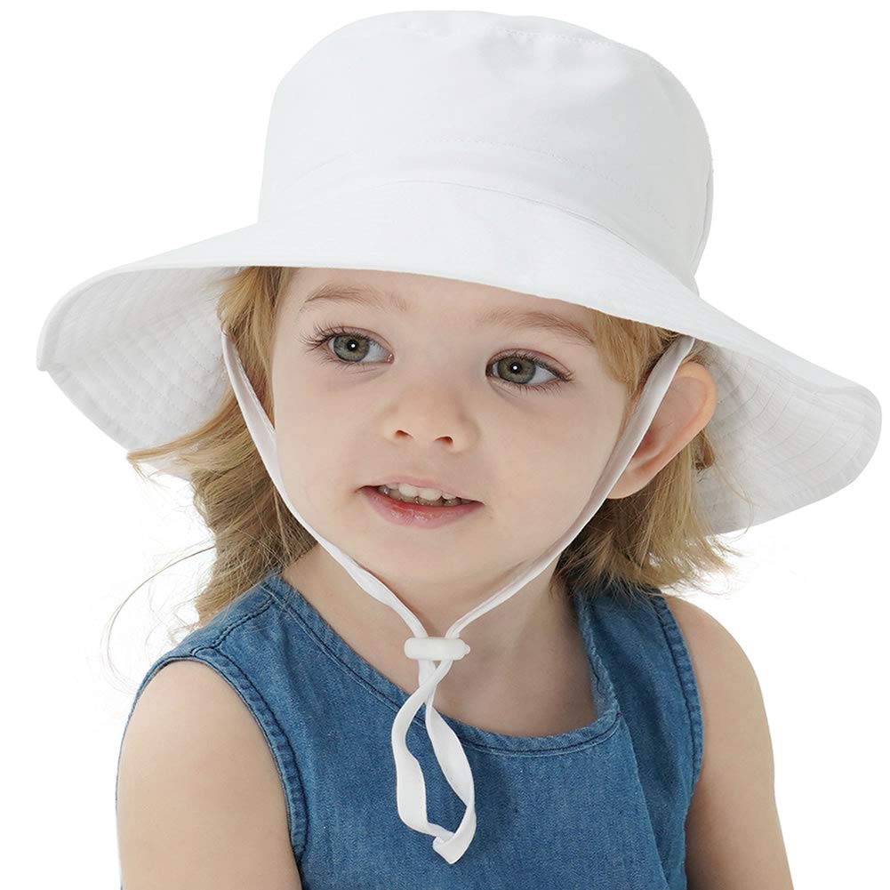 MaxNova - Sombrero de sol para bebé, diseño UPF 50 + para bebé, color blanco - - 2- 7 años
