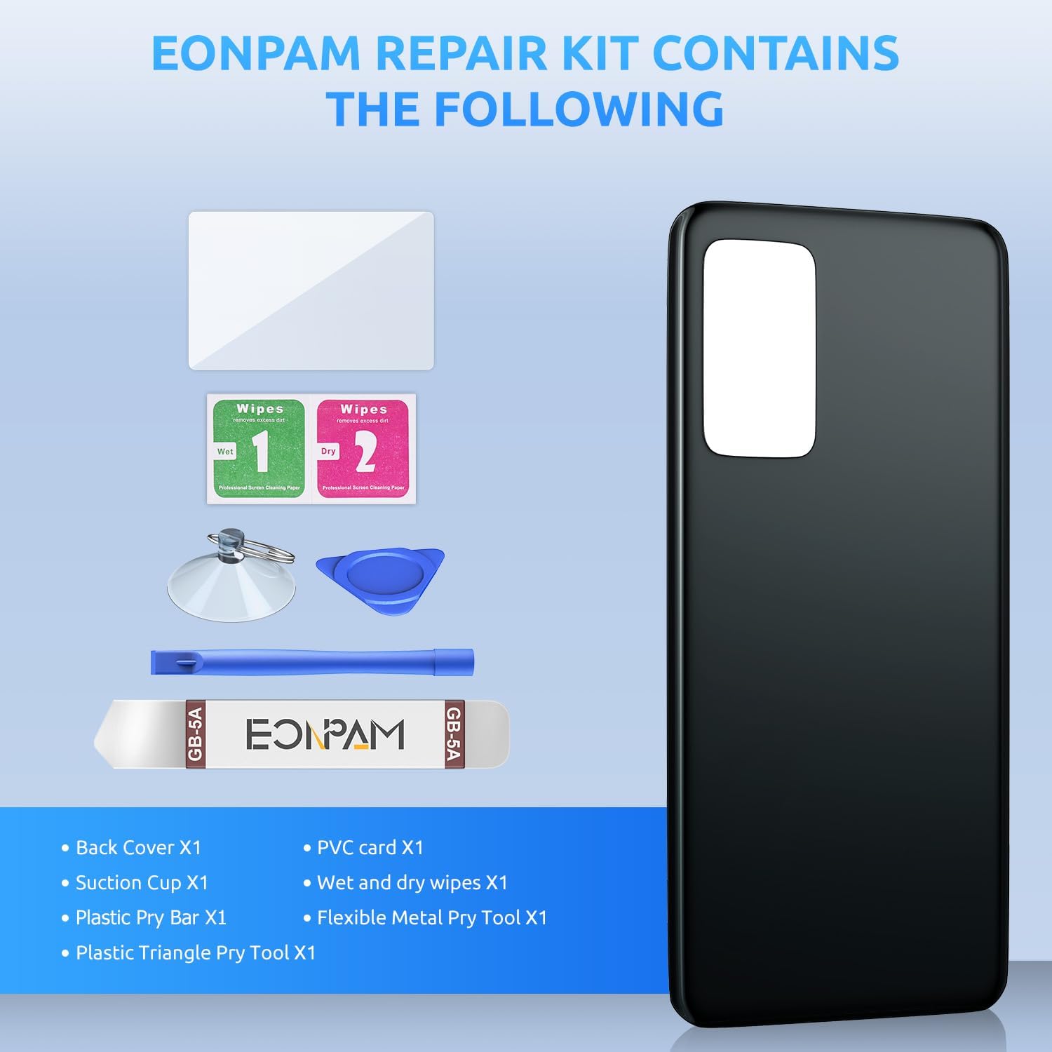 Back Glass Replacement for Xiaomi Mi 10T / 10T Pro Back Cover Rear Housing with Camera Lens + Repair Tool Kit Genuine Rear Glass (Black)