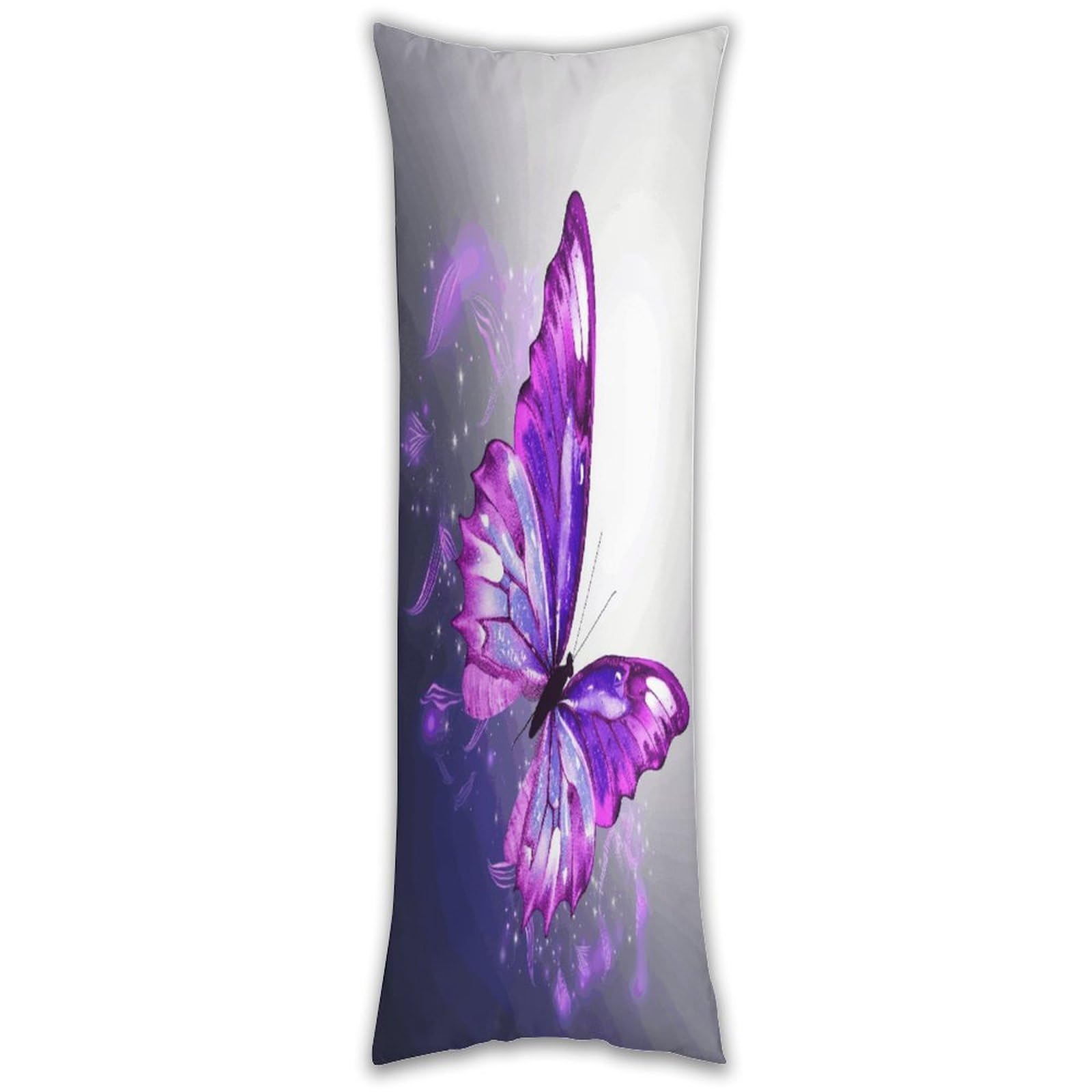 Purple Butterfly Long Pillow Case with Zipper Ultra Soft Microfiber Long Pillow Cover Breathable Body Pillow Protector Soft Wrinkle Pillowcase for Bed Sofa Bedroom 53 X 19 in