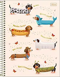 Tilibra - Caderno Espiral Capa Dura Universitário 1 Matéria Brownie 80 Folhas - Fundo Bege - Fantasias