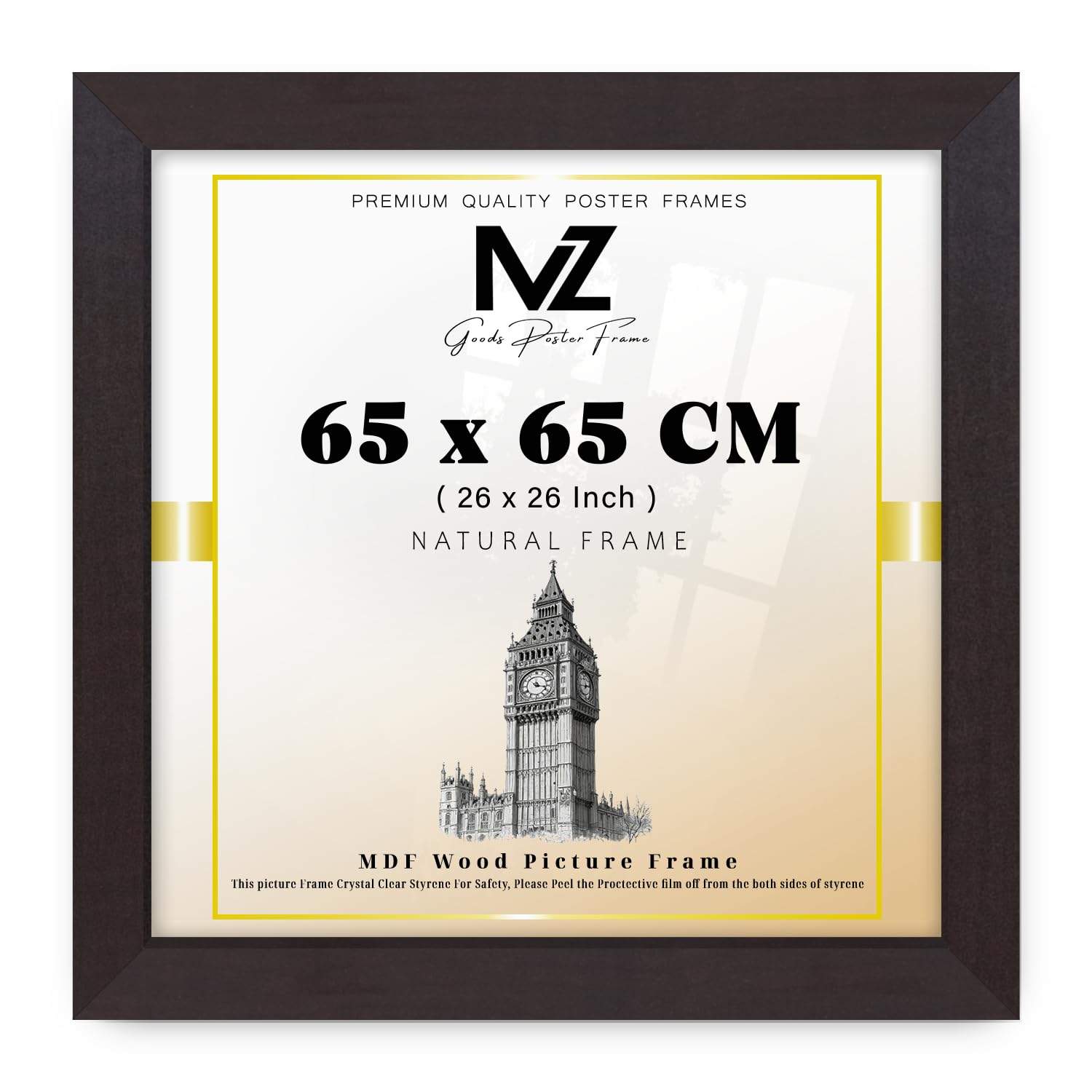 Mz Goods Mahogany | Mdf Picture Frame (65 X 65 Cm) 26" X 26" For Wall Gallery & Art Display, Mdf Wood, Comes With Secure Hanging Hooks [ ]