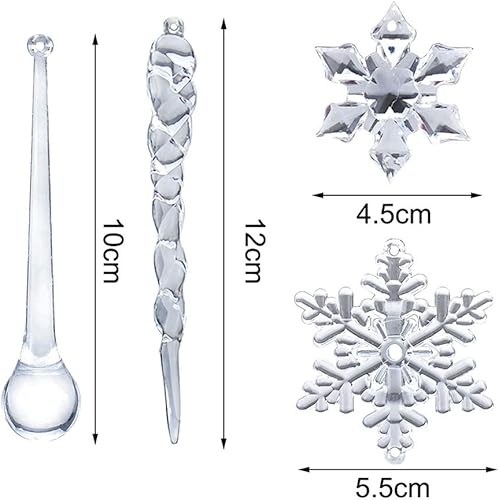 Miniatura 4 de Adorno de mercancía A Christmas Story 40 piezas de copo de nieve, adorno de carámbanos de cristal, árbol de Navidad, decoración transparente,