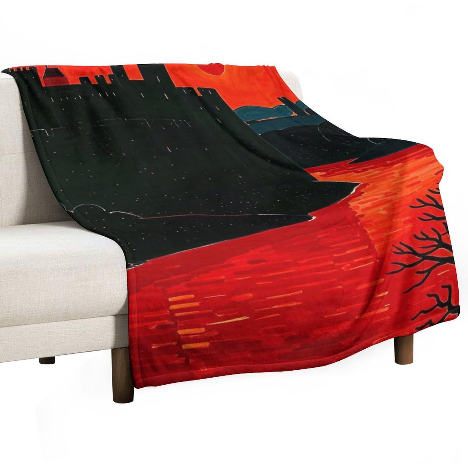 Couverture flanelle gothique pour vos soirées cinéma sur le canapé