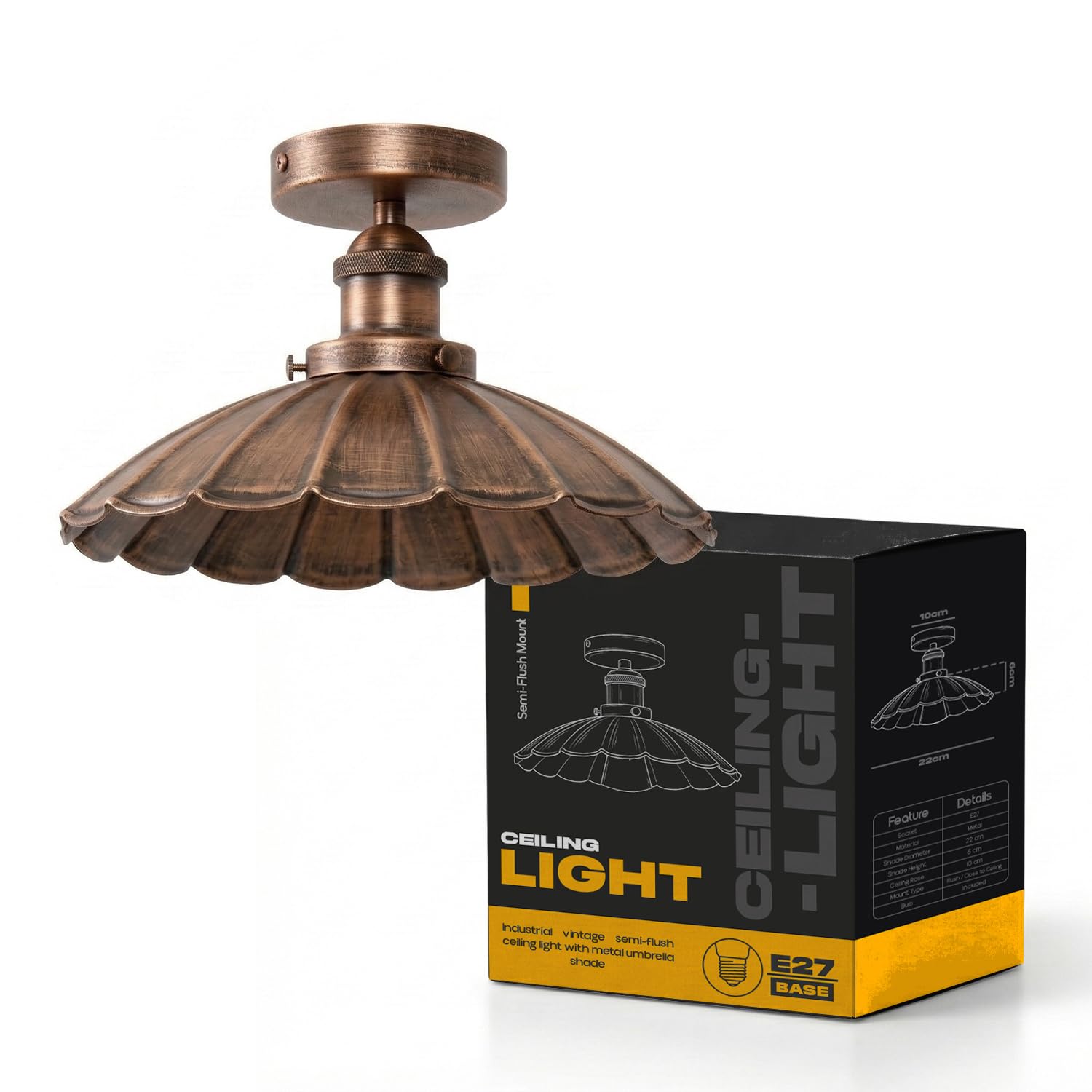 LEDSone Industrial-Semi Flush Mount Ceiling Lighting E27 Base