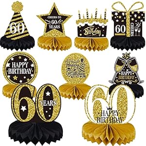 VAIAV Geburtstag Dekoration 60. Bienenwabe Mittelstück Jahre Party Dekorationen Geburtstag Party Zubehör…