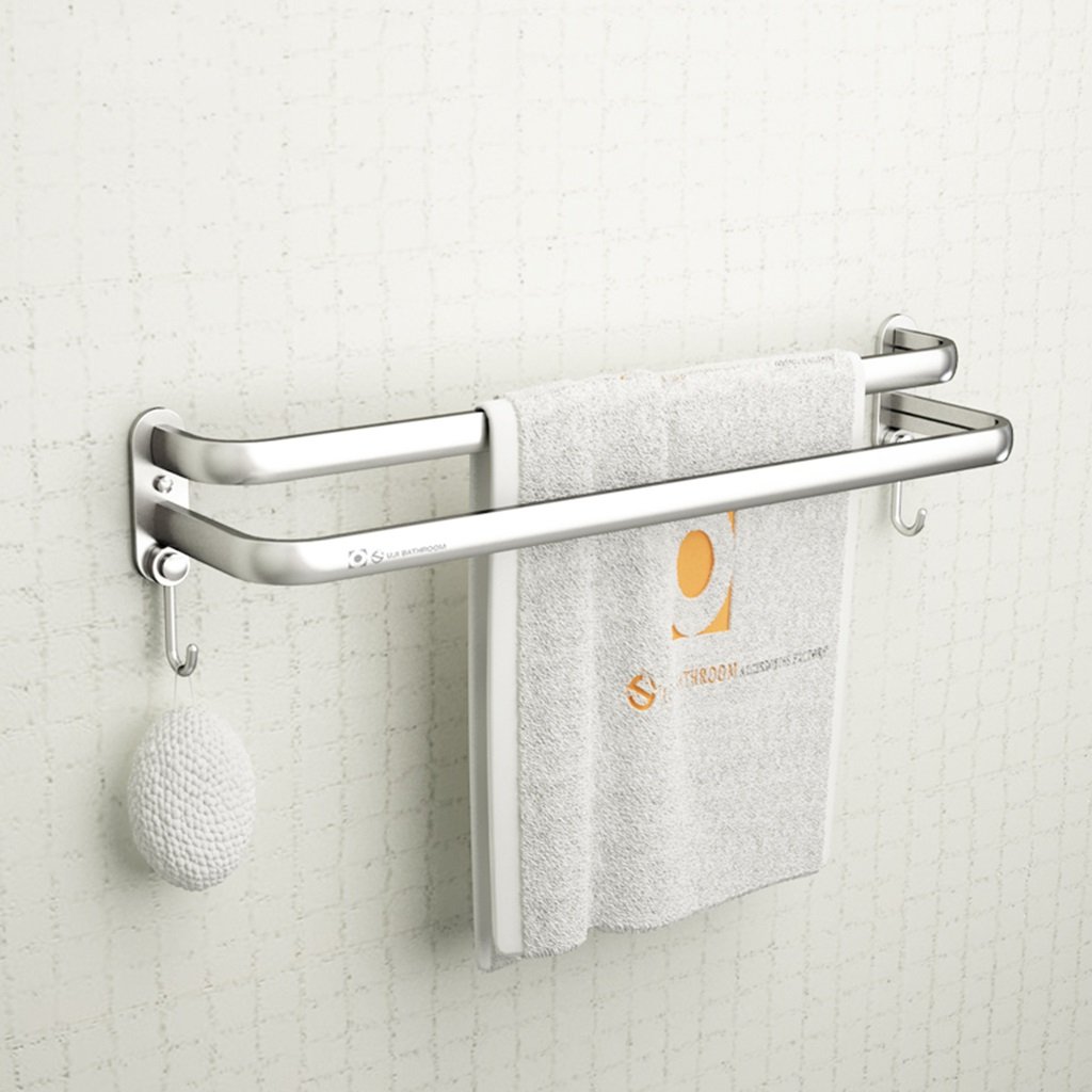 SAeWare Portasciugamani in alluminio spaziale, resistente barra portasciugamani da bagno, elegante gancio a torre per risparmiare spazio efficiente, resistente alla ruggine, design moderno per uso