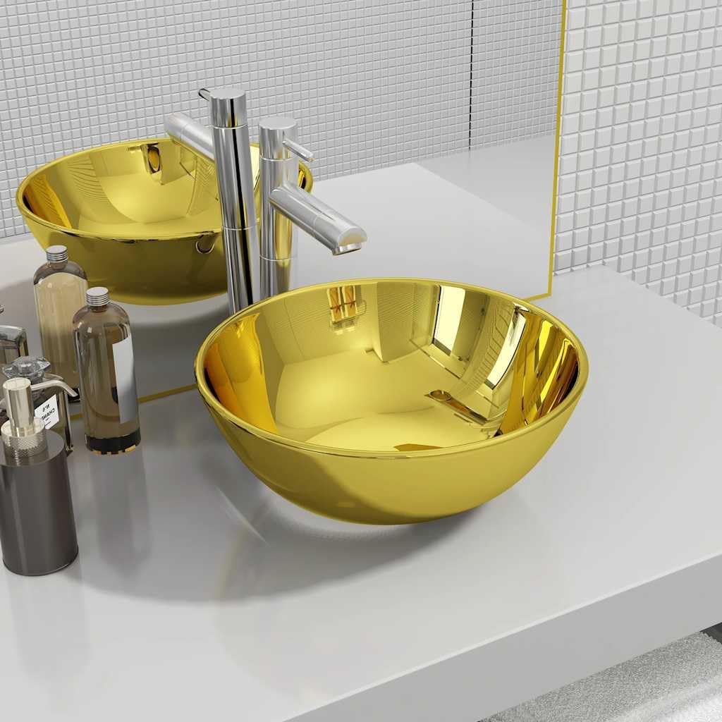 Generisch Waschbecken 28 x 10 cm Keramik Golden,Heimwerkerbedarf,Sanitärbedarf,Sanitärkeramik & Armaturen,Waschbecken & Spülen,Badezimmer-Waschbecken,143490