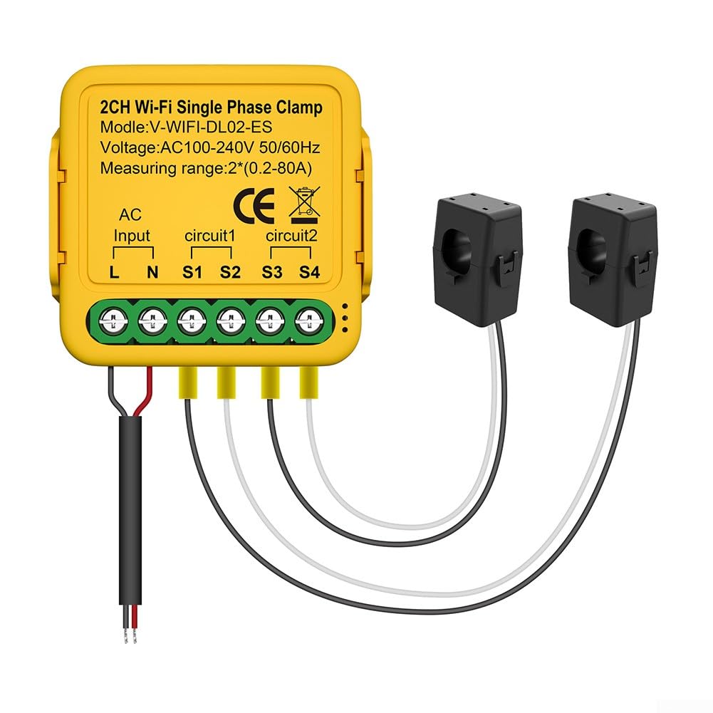 KVSERT 2 x Tuya Smart Life 3-fase WiFi Energy KWH-meter 80 A 120 A Power Clamp transformator voor app-monitor (80 A