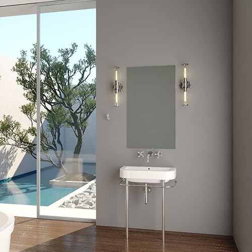 Miniatura 3 de Levitt - Lámpara de pared industrial para baño, 2 unidades, color negro claro con tubo transparente