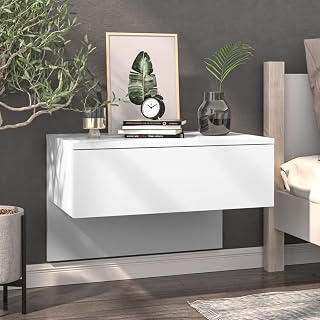 CFODOJ Hogar y jardín, mueble de pared, mesita de noche, color blanco