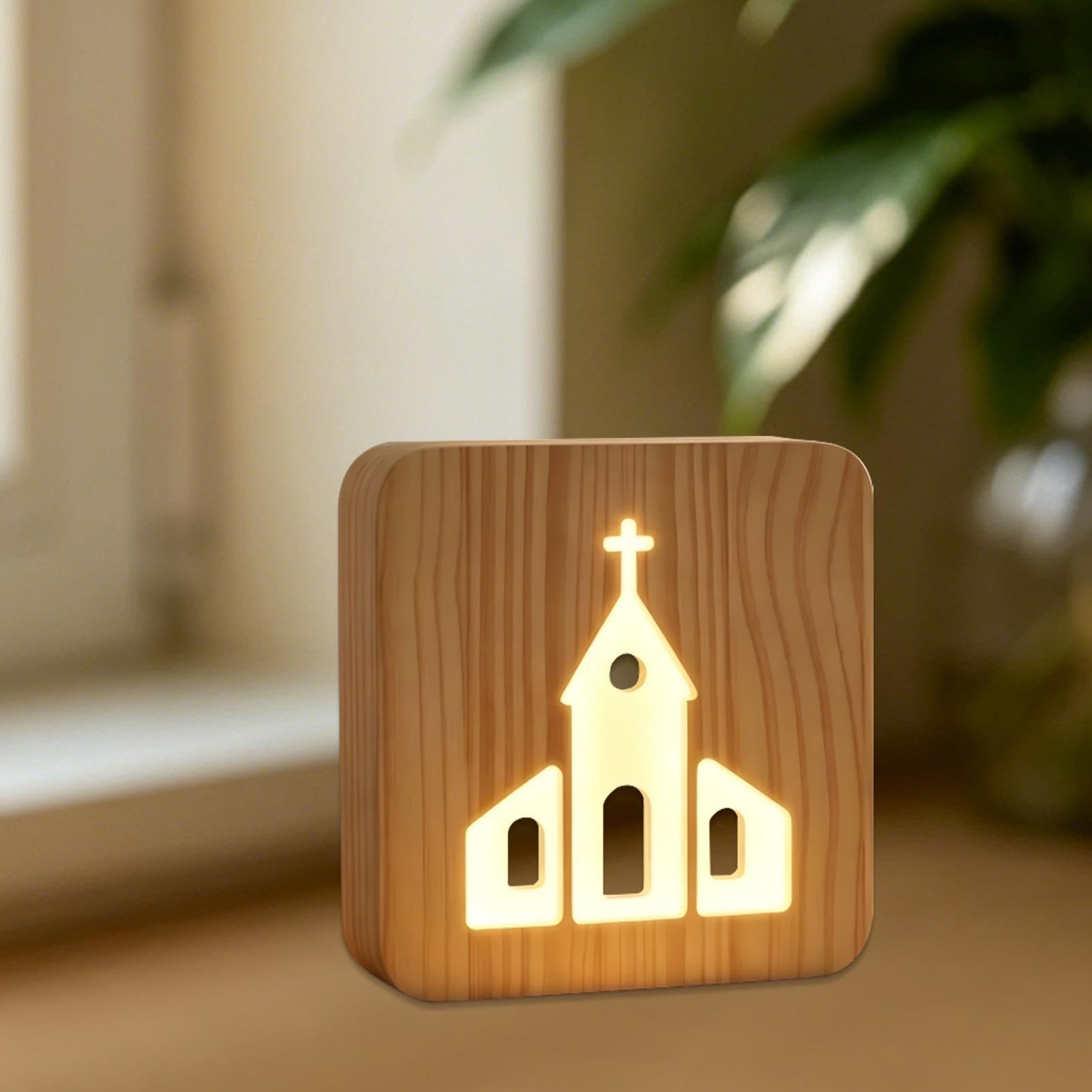 Lampki Nocne Dla Dzieci Drewniana, Urocza Dekoracja LED USB z 3 Poziomami