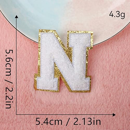 Miniatura 89 de 4 parches de letras de felpilla blanca, parches termo-adhesivas de 2.2", parches de letras de felpilla para ropa (M)