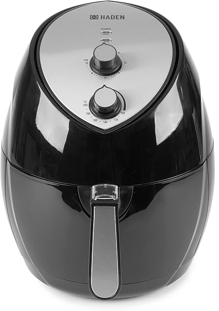 Haden Air Fryer 6 Litre  Low Fat Compact Air Fryer - Timer 60min and Temperature Control ( up to 200°C) - 4.7L Basket - 6L Outer Pan - Black & Silver