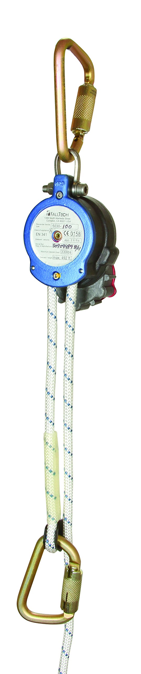 FallTech 5030250 Rescue, Controlled Descent Kit - Controlled Descent Kit, 4' per Second Evacuation with Carabiners and Bag, 250', Gray