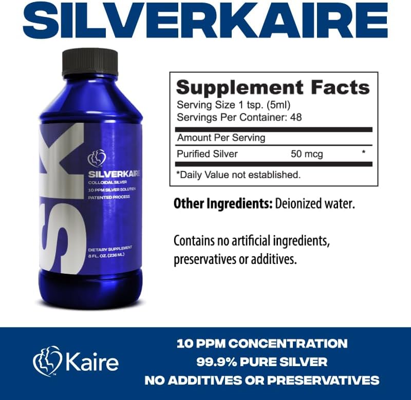 Miniatura 2 de SilverKaire Líquido de plata coloidal 10PPM Suspensión de nano plata con 99.9% de plata pura en agua desionizada Fabricado con un proceso