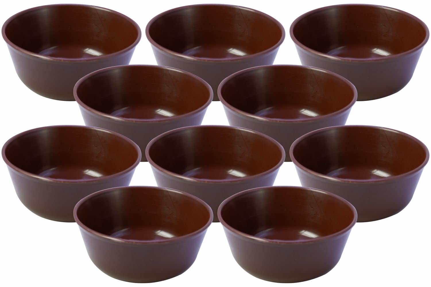 Wonder Plastic Sigma 300 Microwave Safe Mixing Bowls, Set of 10 pc Bowl 300 ml, Brown Color