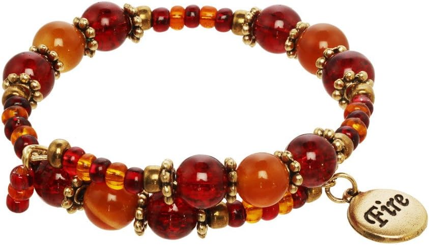Fire Element Wrap Beaded Gemstone Charm Bracelet