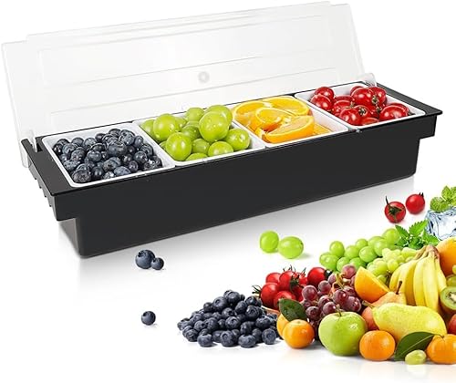 Estación de Coberturas de Pizza, Dispensador de Condimentos de Ingredientes de Pizza Reutilizable Desmontable Caja de Condimentos para el Hogar o Restaurante Contenedor de Cobertura(4 compartimentos) Estación de Coberturas de Pizza, Dispensador de Condimentos de Ingredientes de Pizza Reutilizable Desmontable Caja de Condimentos para el Hogar o Restaurante Contenedor de Cobertura(4 compartimentos)