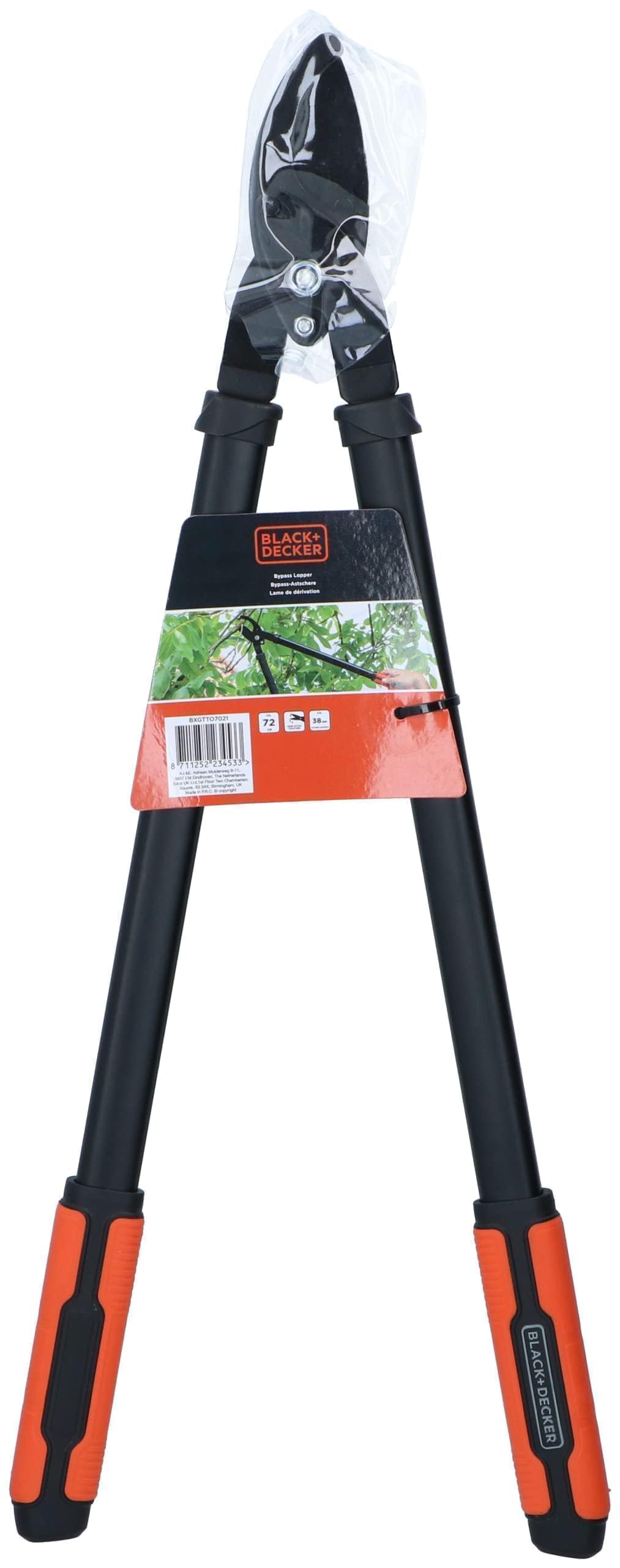 BLACK+DECKER Coupe Branche - Cisaille de Jardin - Capacité de Coupe de 38 mm - Sécateur de 72 cm - Avec Revêtement Antiadhésif sur les Lames de Coupe - Noir/Orange