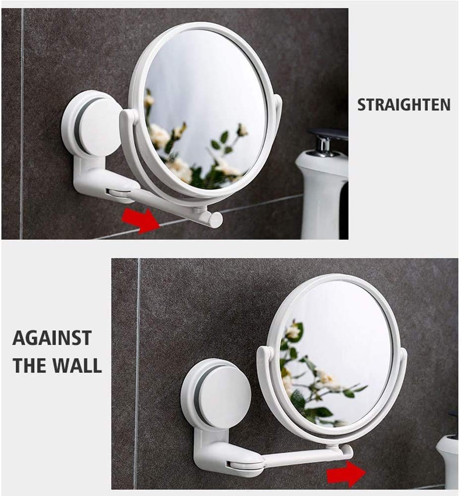 Espejo de Maquillaje con Luces Espejo de Ducha para afeitarse, Espejo de Maquillaje de tocador con Aumento 1X3X de Doble Cara con Gancho para Afeitar, rotación giratoria de 360 gra