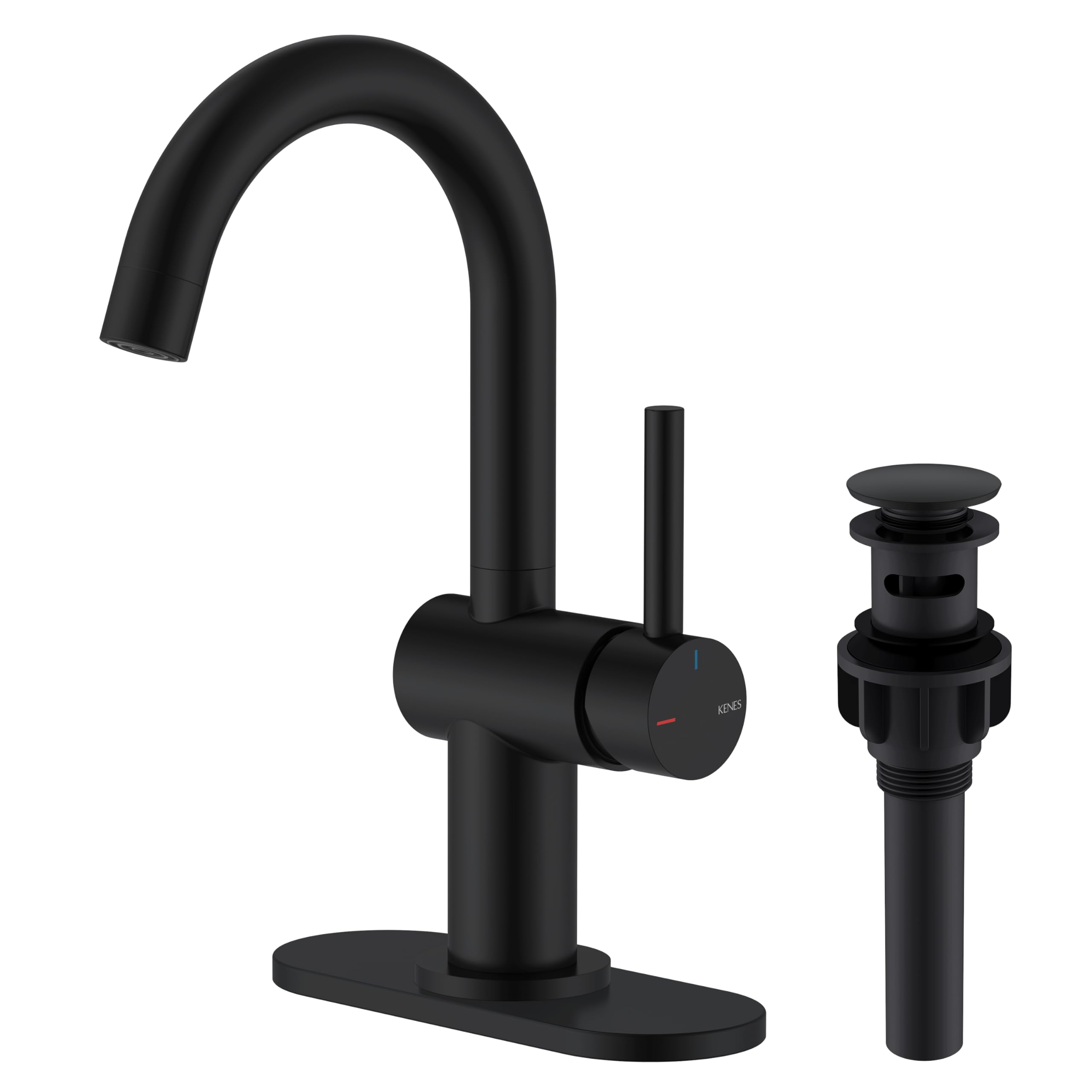 KENES Matte Black Bathroom Sink Faucet, Bathroom Faucets Single