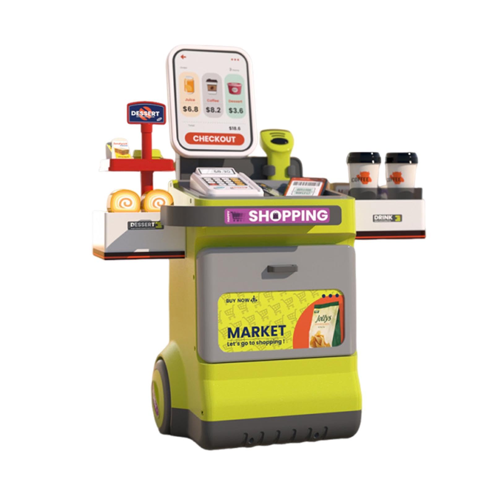 Caja registradora para niños, Juego de simulación, Juego de simulación, coordinación Mano-Ojo, Adorno, Tienda, supermercado, de comestibles, de Comida, Verde