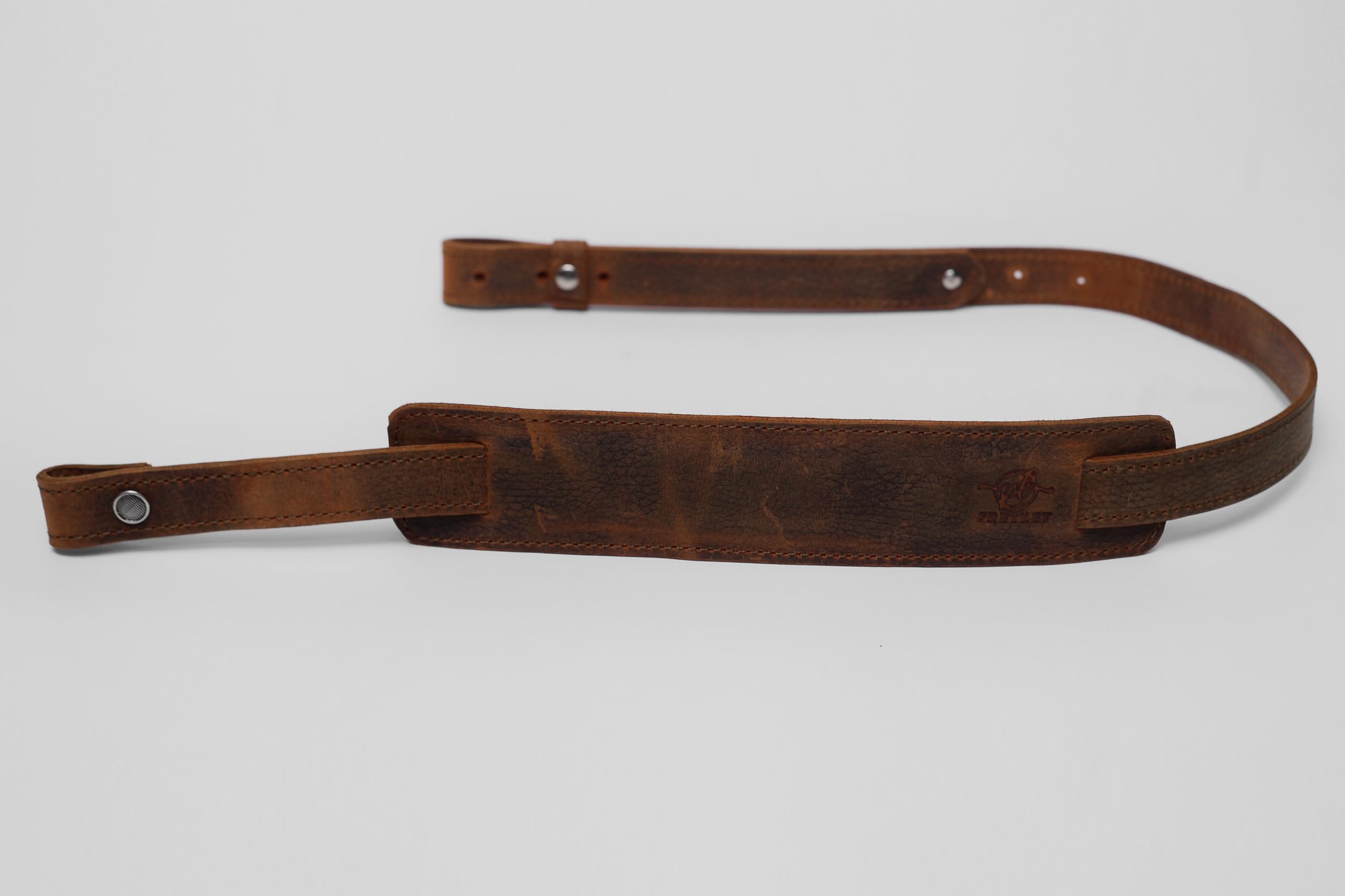 Leather Rifle Gun Sling– Buffalo Brown Pull-Up Stitched Leather Gun Strap with Padding, Adjustable Length – Durable Handmade Sling for Hunters and Outdoor Shooting (Crazy Brown)