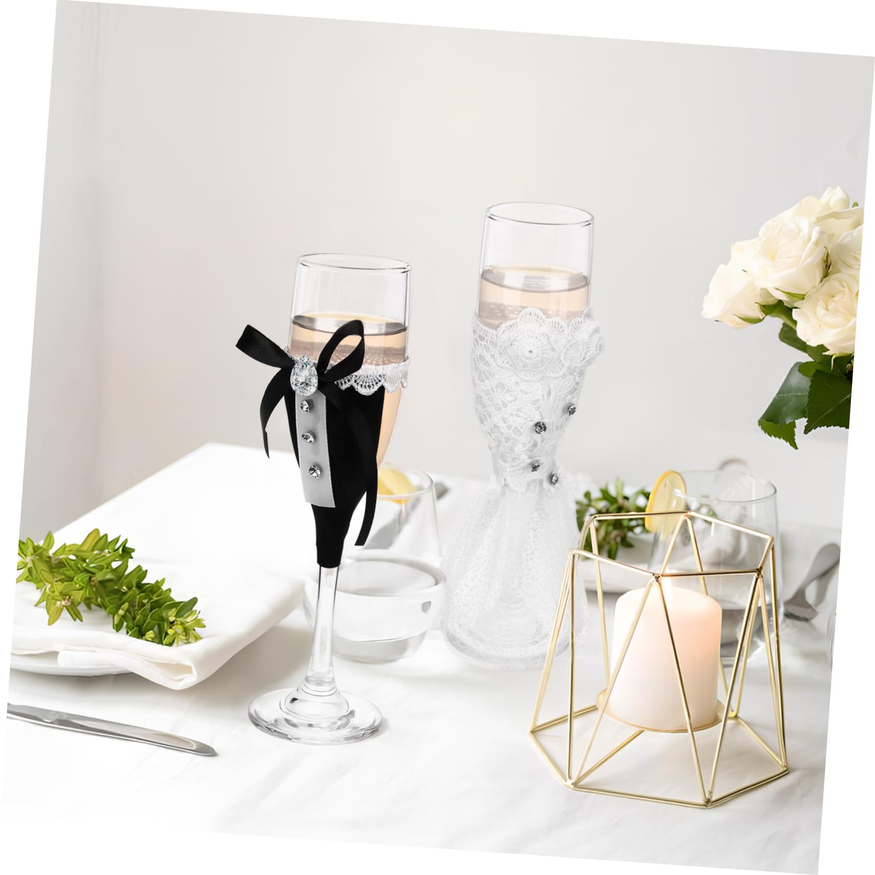 Juego de Copas de Brindis de Boda de Vidrio, 1 Set Elegante
