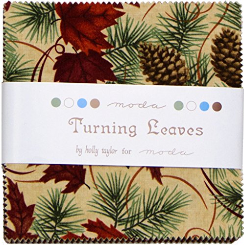 Moda Turning Leaves Charm Pack, Set of 42 5x5-inch (12.7x12.7cm) Precut Cotton Fabric Squares