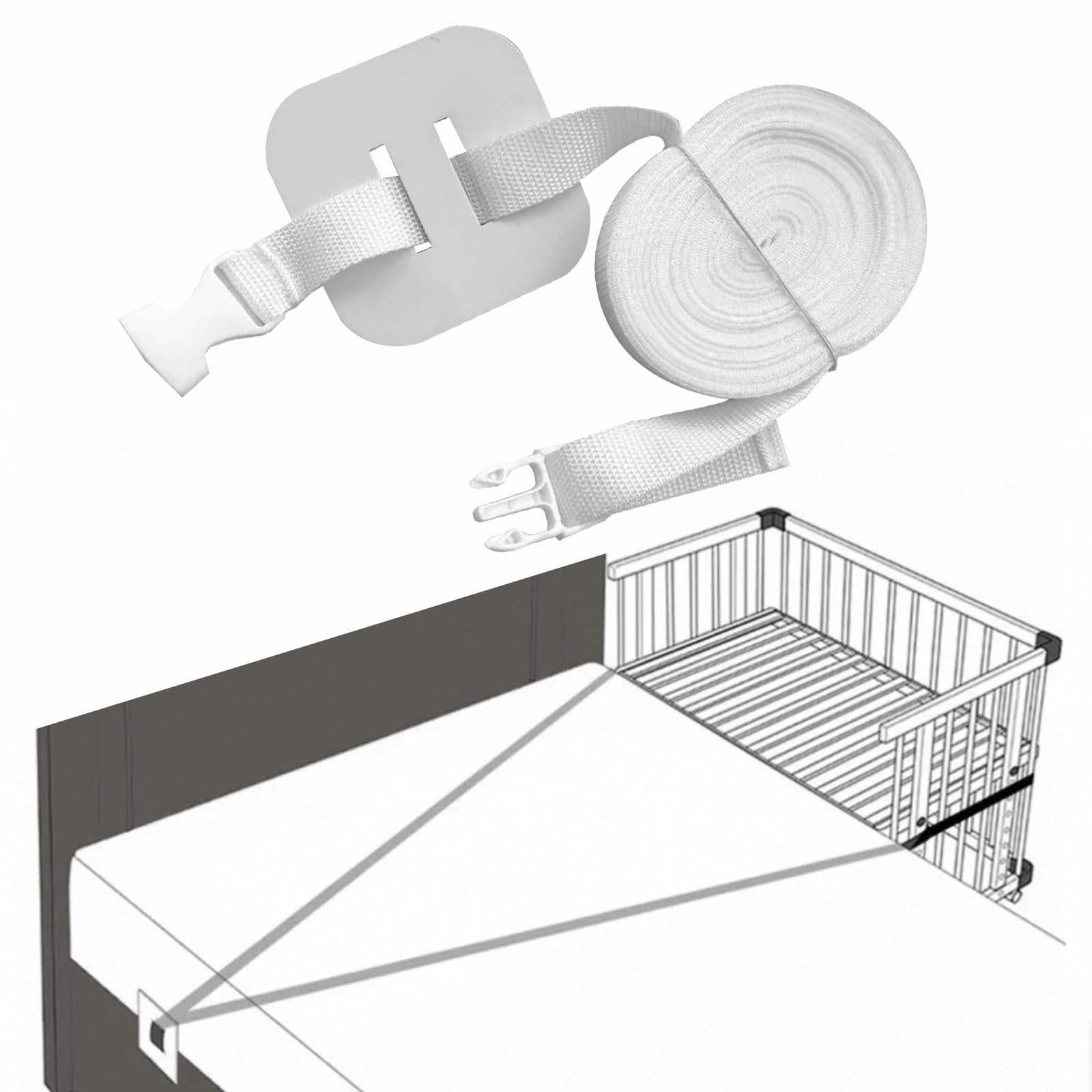 Voyage Zip And Go Chicco ZSMJAER Sangle Pour Lit De Bébé,8M Réglable Fixation De Lit D'Appoint,Sangle De Garde De Lit LatéraleFixation De Lit D' appoint,Sangle Pour Lit à Sommier Tapissier Pour La Fixation