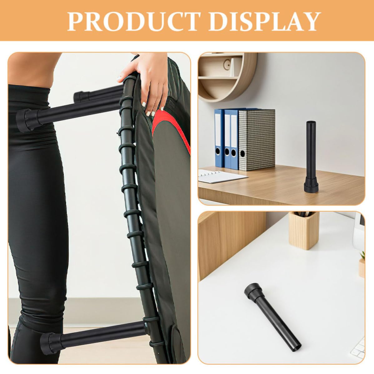 VANZACK 10 Piezas Accesorios para Trampolines con Patas de Acero Inoxidable y Cubiertas de Goma Antideslizantes para Uso Interior y Exterior en Camas Elásticas