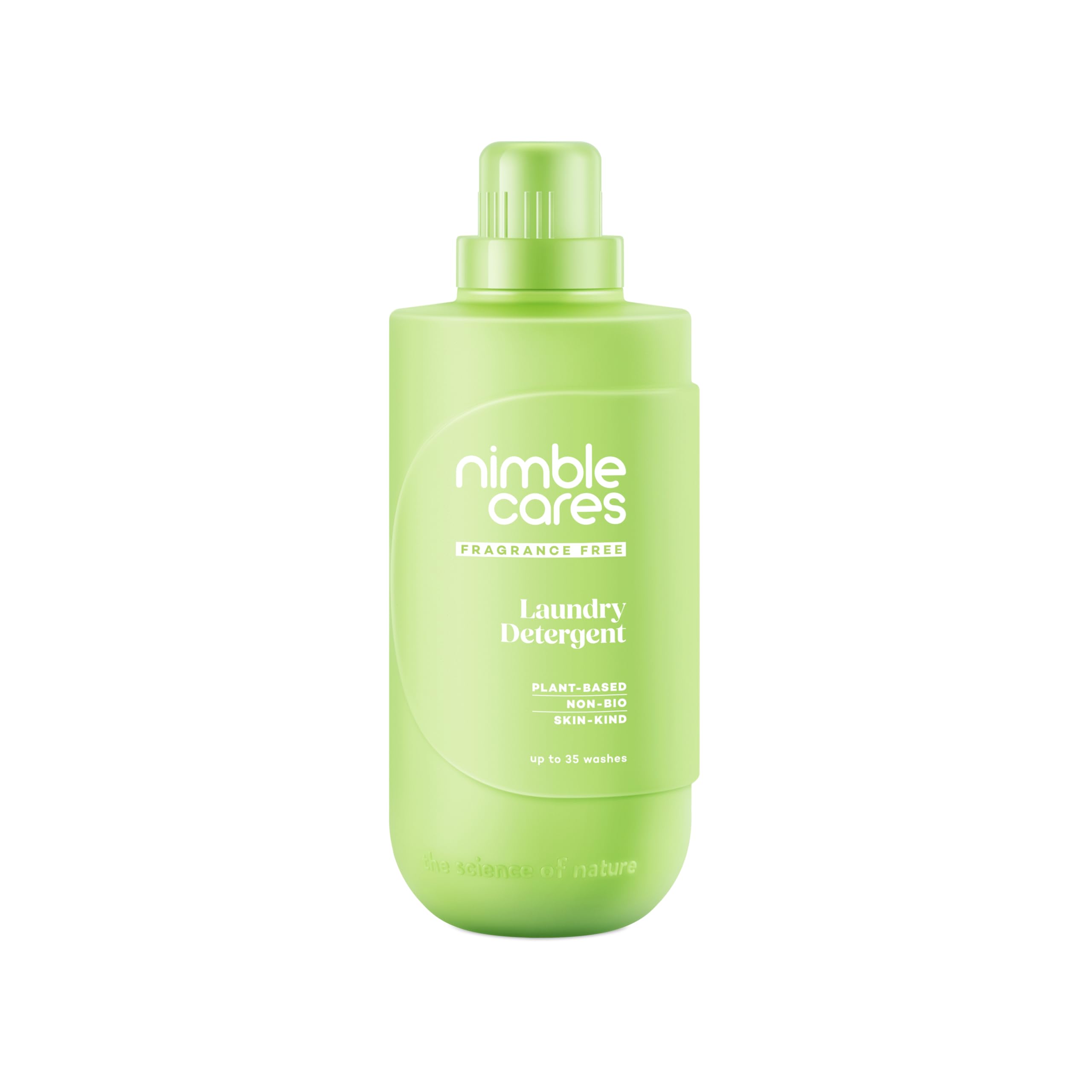 nimble cares Laundry Detergent Fragrance Free 800ml - Non Bio Washing Liquid, Plant-Based Formula, Vegan, Family Safe