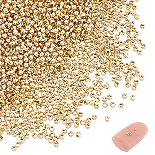 UNICRAFTALE 1000pcs 2mm 304 Stainless Steel Spacer Beads Golden Round Loose Beads Metal Crimp Bead Tiny Smooth Hollow Rondelle Bead for DIY Bracelet Jewelry Making Crafting