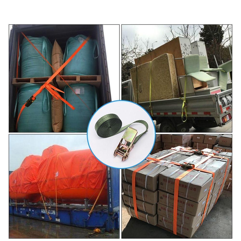 Pasy mocujące z grzechotką, 3 sztuki, 50 mm x 3 m, 800 kg, pas mocujący z zamkiem zapadkowym, pasy mocujące do dużych obciążeń, z grzechotką, bez haczyków, do rowerów, wózków, motocykli
