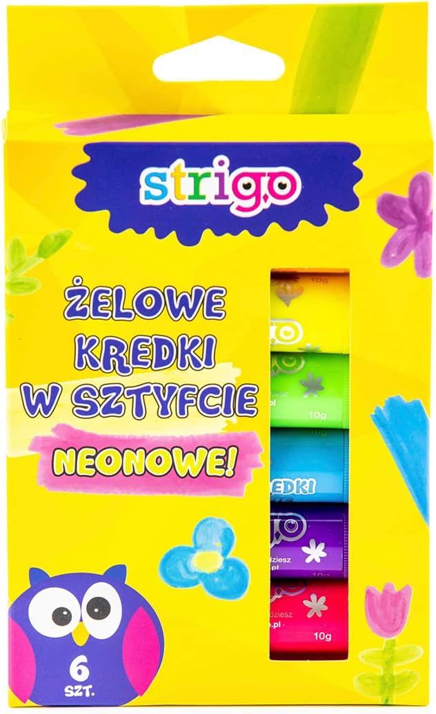 Gel pencils STRIGO neon stick, 6 colors