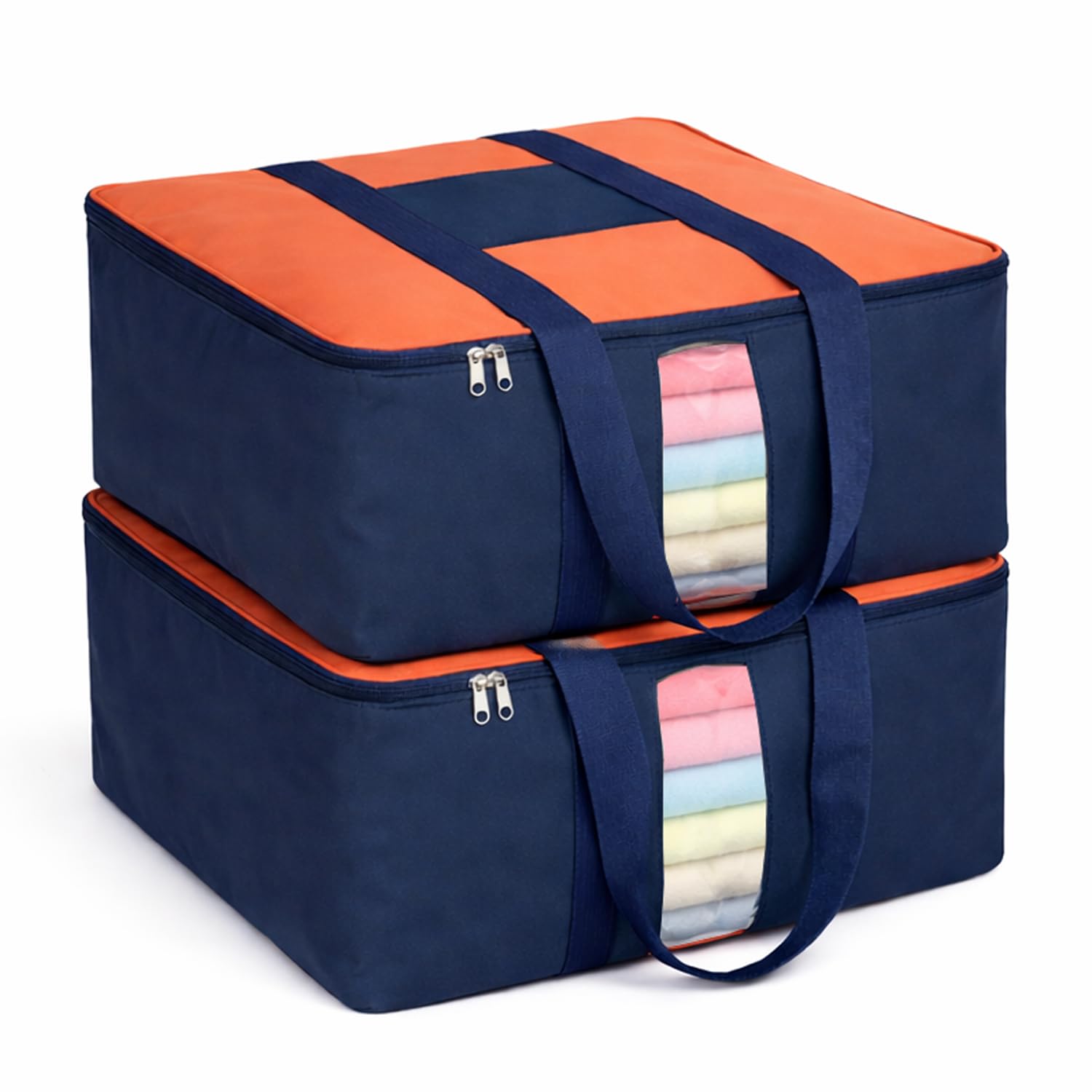 EASY HOME 33 litre Under bed Storage Bags for Clothes | Cloth Storage Organizer with Zip Closure | Wardrobe Bag for Sarees, Quilts & Blankets | Moisture Proof Nylon Cover Bag (44x24x31 cm, Medium)-image-28
