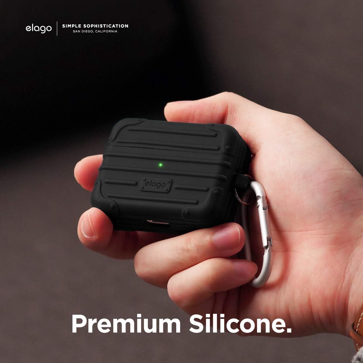 elago Suit Case Compatible with AirPods Pro Case [Black] - Premium Silicone, Shock Absorbing Drop Protection, Supports Wireless Charging, Adhesive Tapes Included